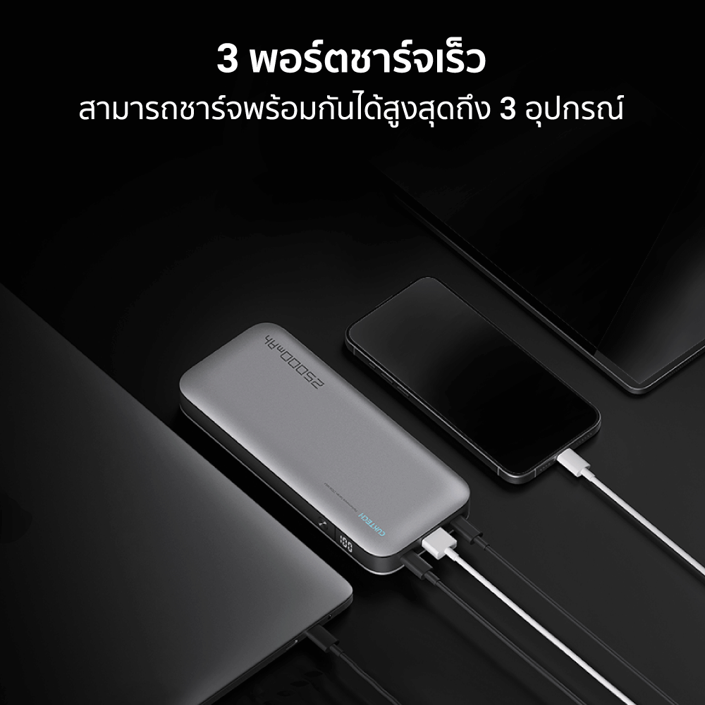แบตเตอรี่สำรอง CUKTECH รุ่น PB250 (GB.V) CE 25000 MAH สีเทา จ่ายไฟรวมกันได้สูงถึง 210W_4